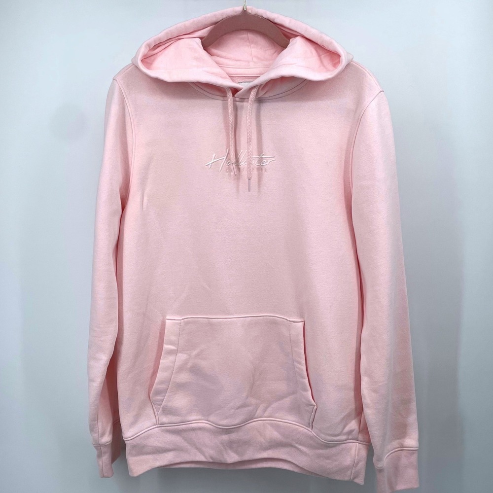 Hollister Must-Have Collection Pink Embroidered Logo‎ Pullover Hoodie Womens M